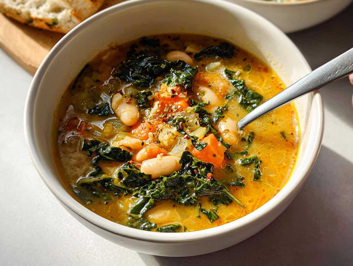 Delicious Healthy Tuscan White Bean & Kale Soup Recipe