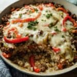 High Protein Low Carb Philly Cheesesteak Casserole