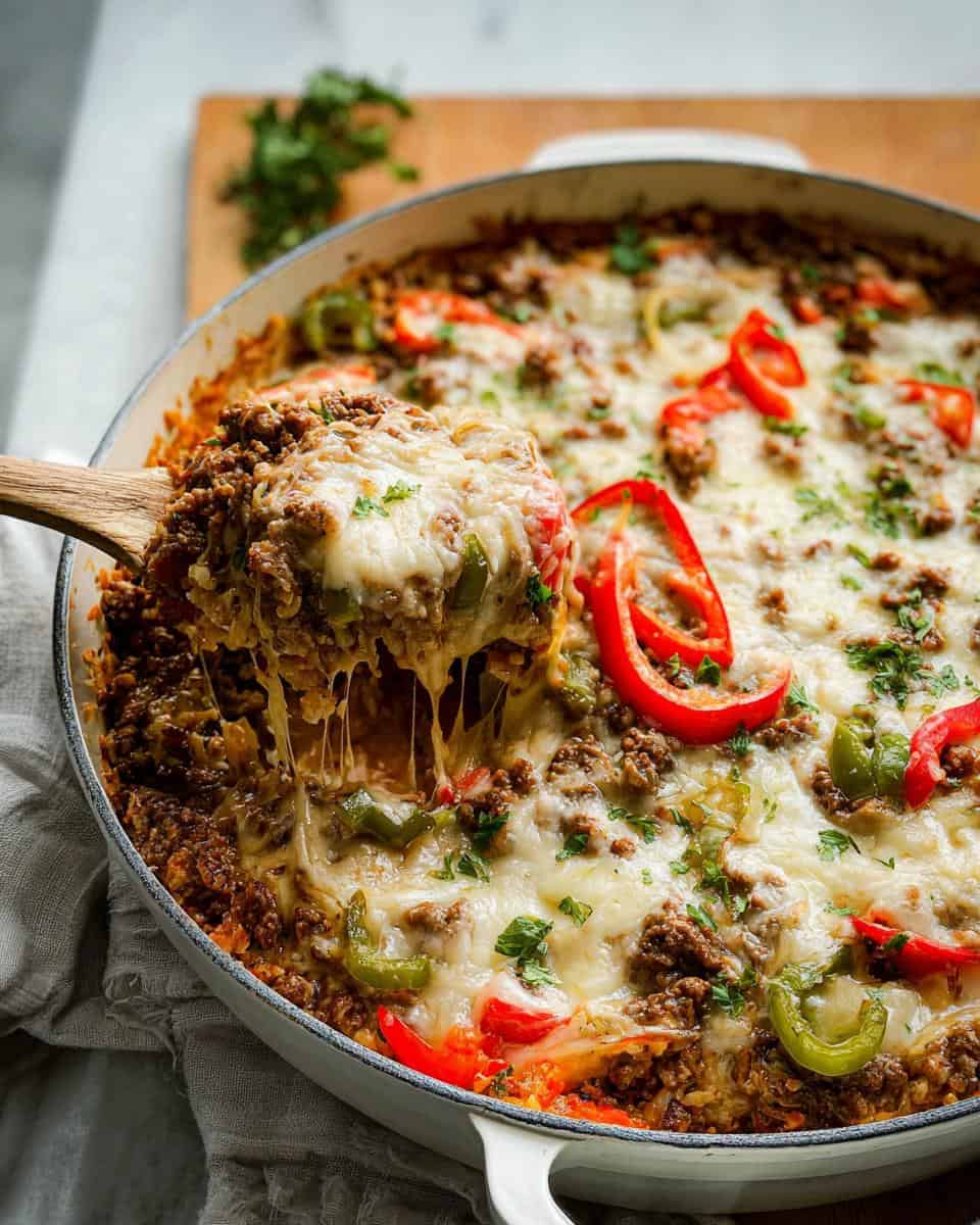 High Protein Low Carb Philly Cheesesteak Casserole - detail 2
