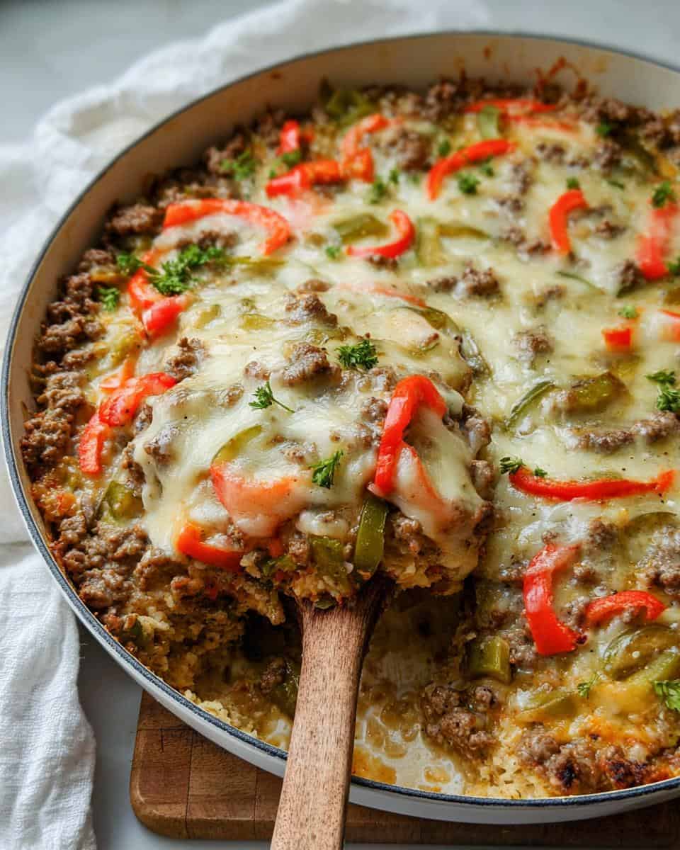 High Protein Low Carb Philly Cheesesteak Casserole - detail 3