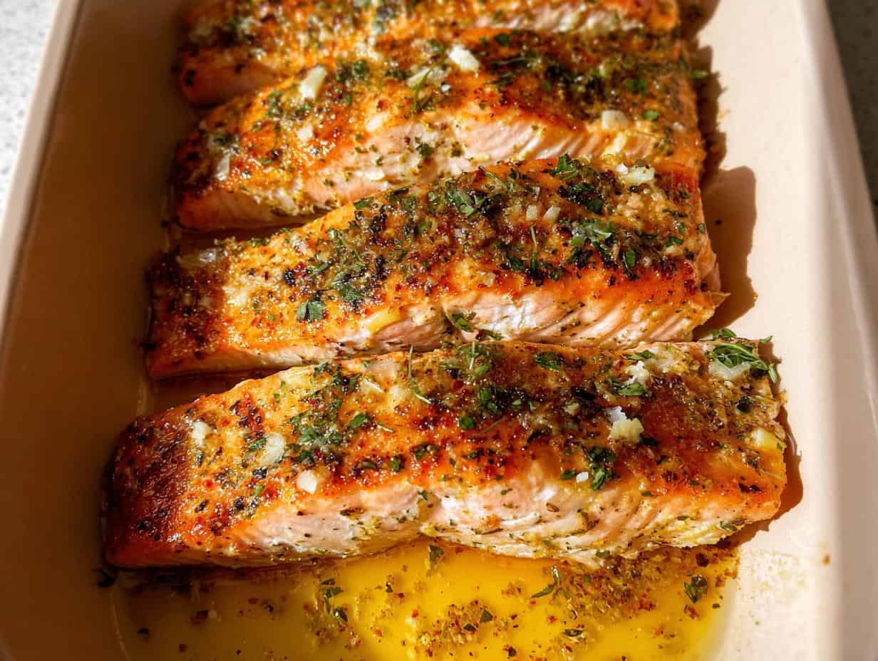 Flawless Oven Roasted Salmon with Lemon Garlic Butter in 20