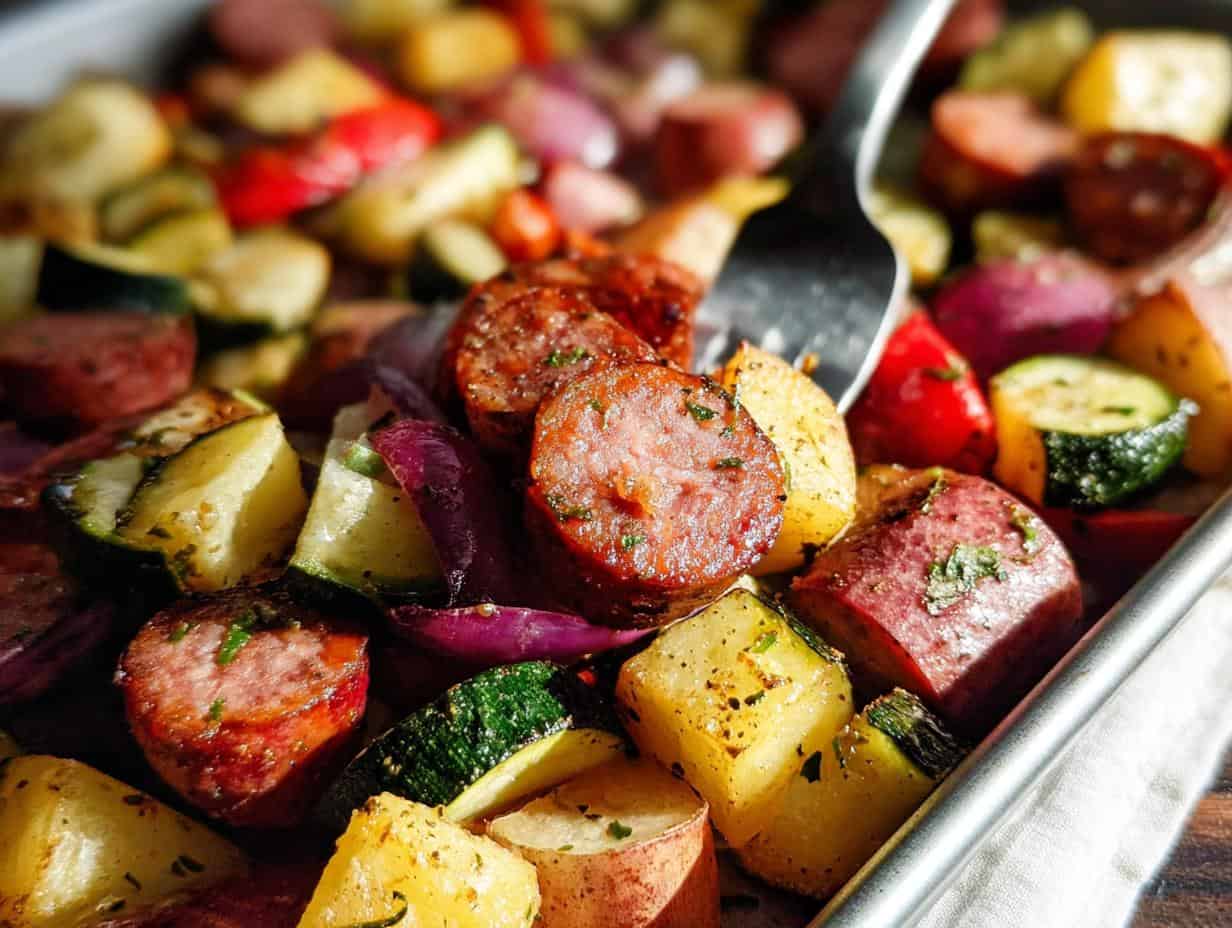 Unbelievable Sheet Pan Sausage and Veggies in 30