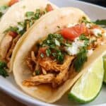 Slow Cooker Garlic Lime Chicken Tacos