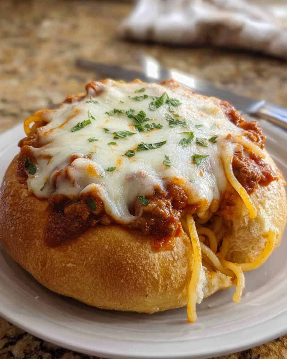 Spaghetti Garlic Bread Bowls - detail 3