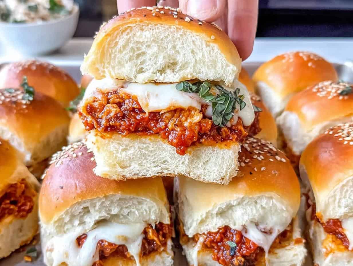 Unbelievable Chicken Parmesan Baked Sliders in 25 Mins