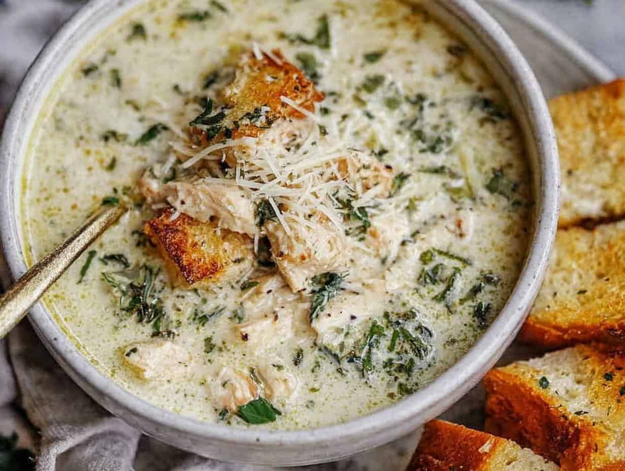 Comforting Garlic Parmesan Chicken Soup Recipe in 45 Min