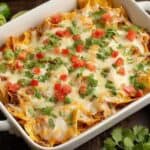 Bold and Cheesy Chicken Chilaquiles Casserol