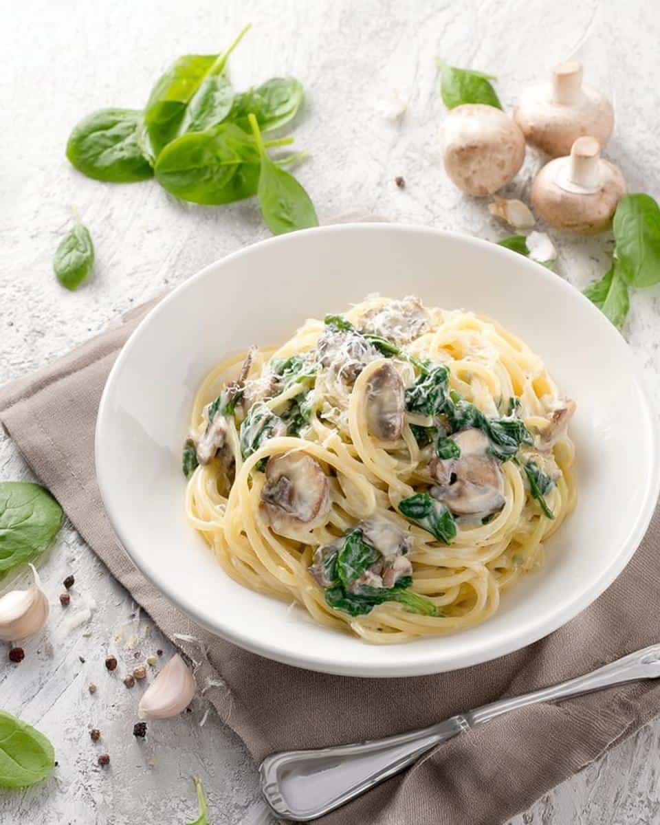 Creamy Mushroom & Spinach Pasta Recipe - detail 1
