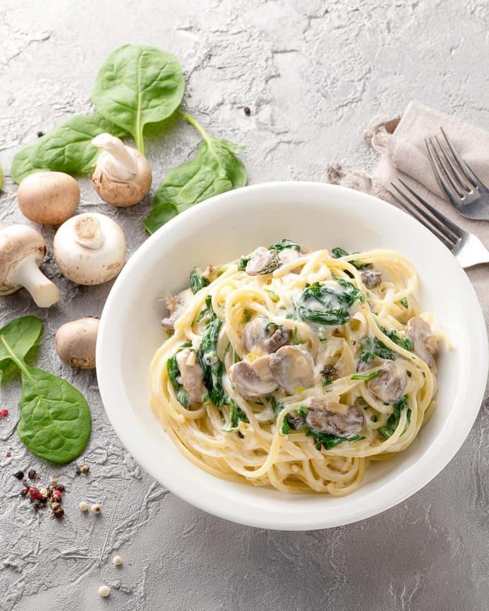 Creamy Mushroom & Spinach Pasta Recipe - detail 2