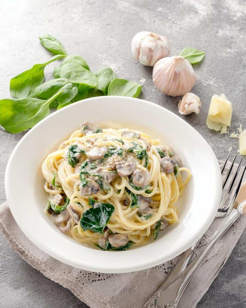 Creamy Mushroom & Spinach Pasta Recipe - detail 3