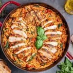 Creamy Slow Cooker Tuscan Chicken Orzo with Mediterranean Orzo Vibes
