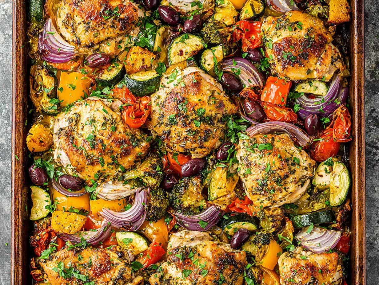 Greek Sheet Pan Chicken & Veggies: 35 Minute Dinner