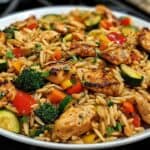 Lemon Chicken Veggie Orzo Stir Fry