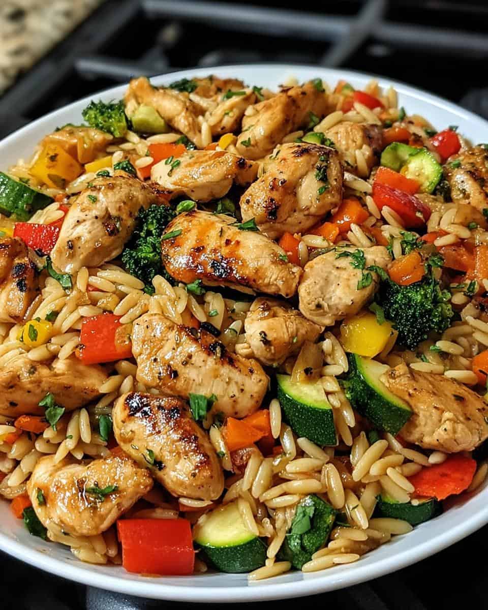 Lemon Chicken Veggie Orzo Stir Fry - detail 2
