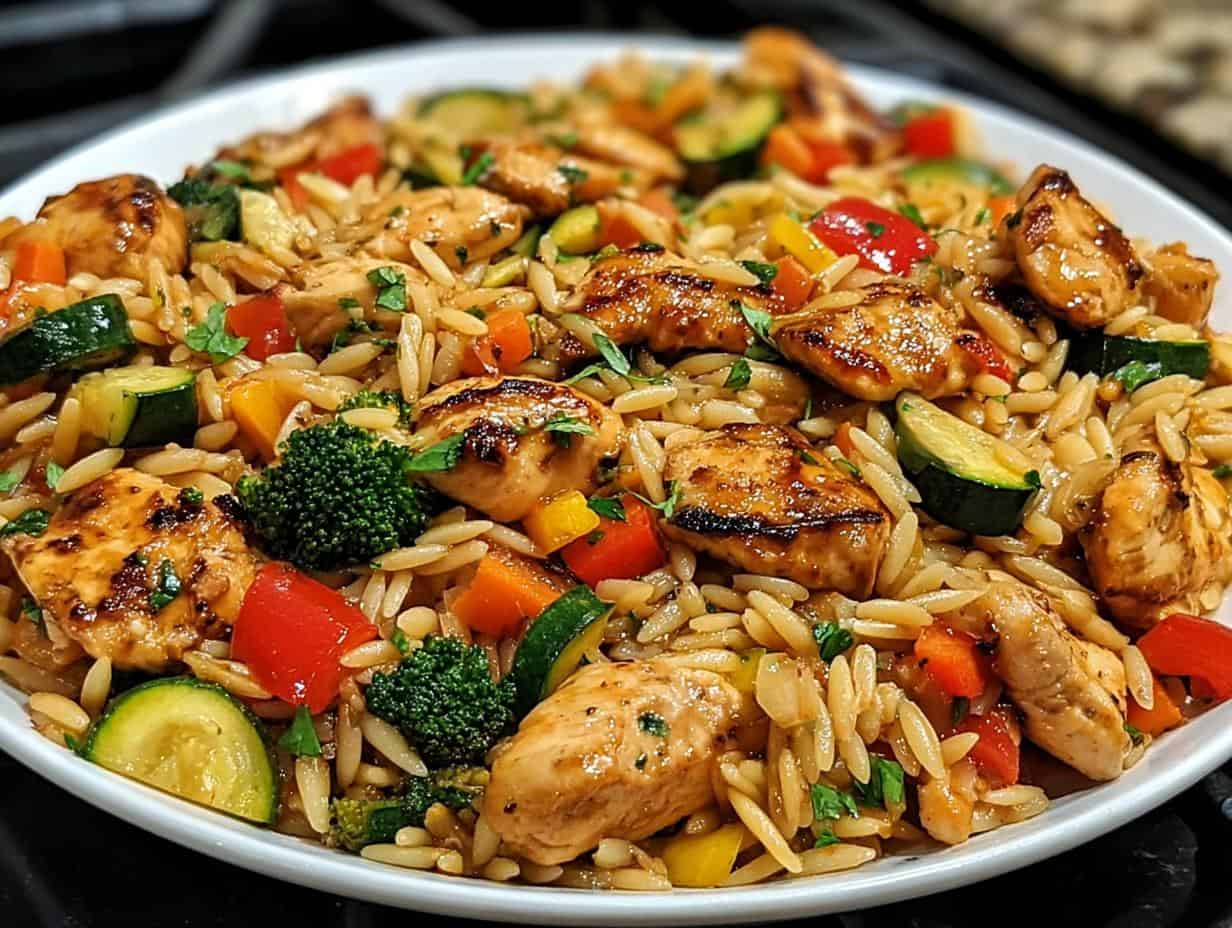 Lemon Chicken Veggie Orzo Stir Fry: A 40-Minute Feast