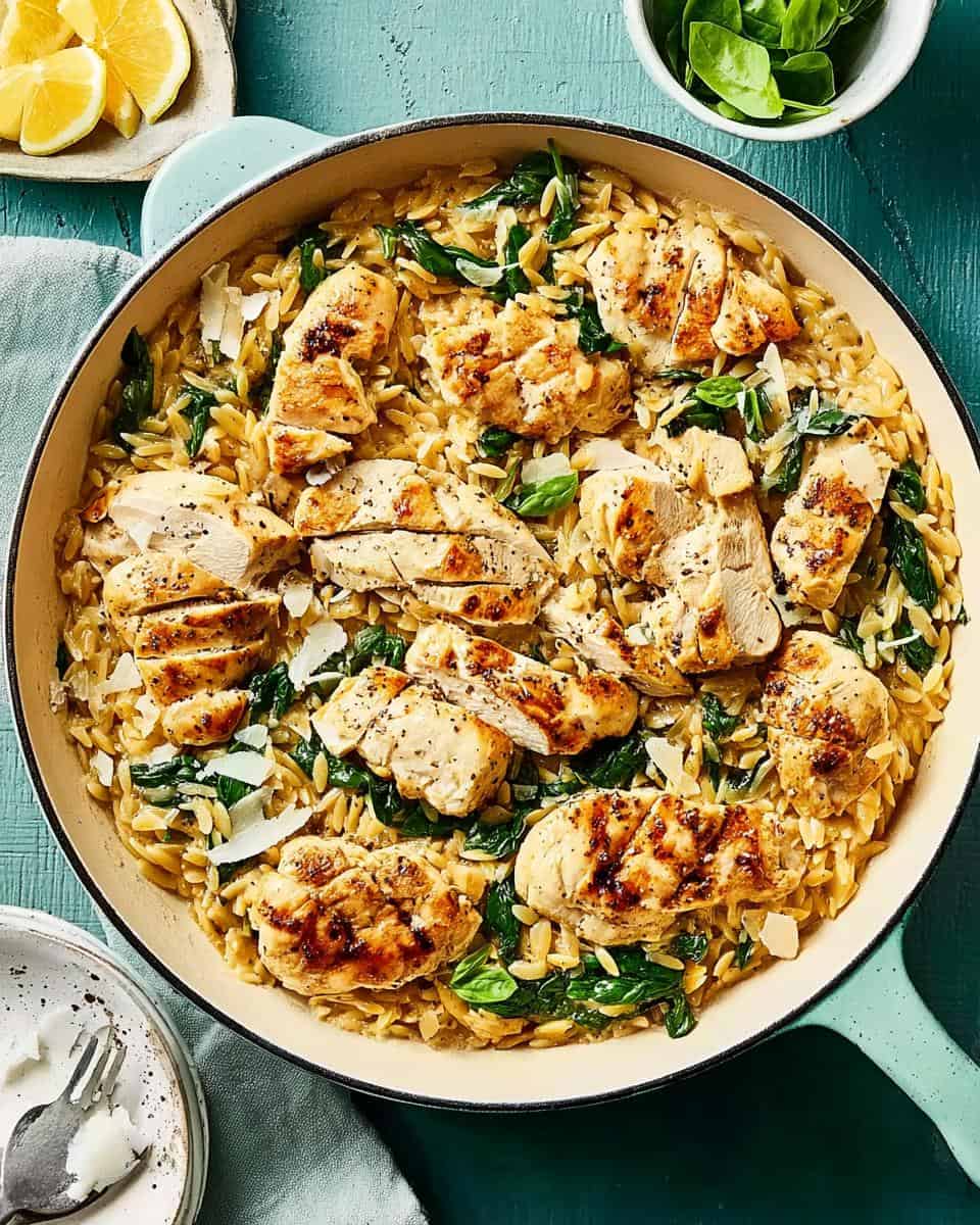 Lemon Garlic Chicken Orzo Skillet - detail 1