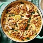 Lemon Garlic Chicken Orzo Skillet