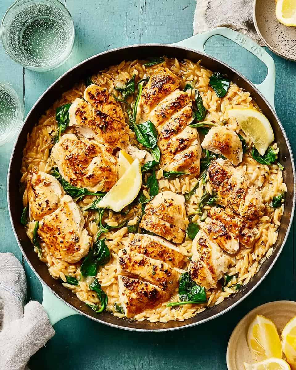 Lemon Garlic Chicken Orzo Skillet - detail 3