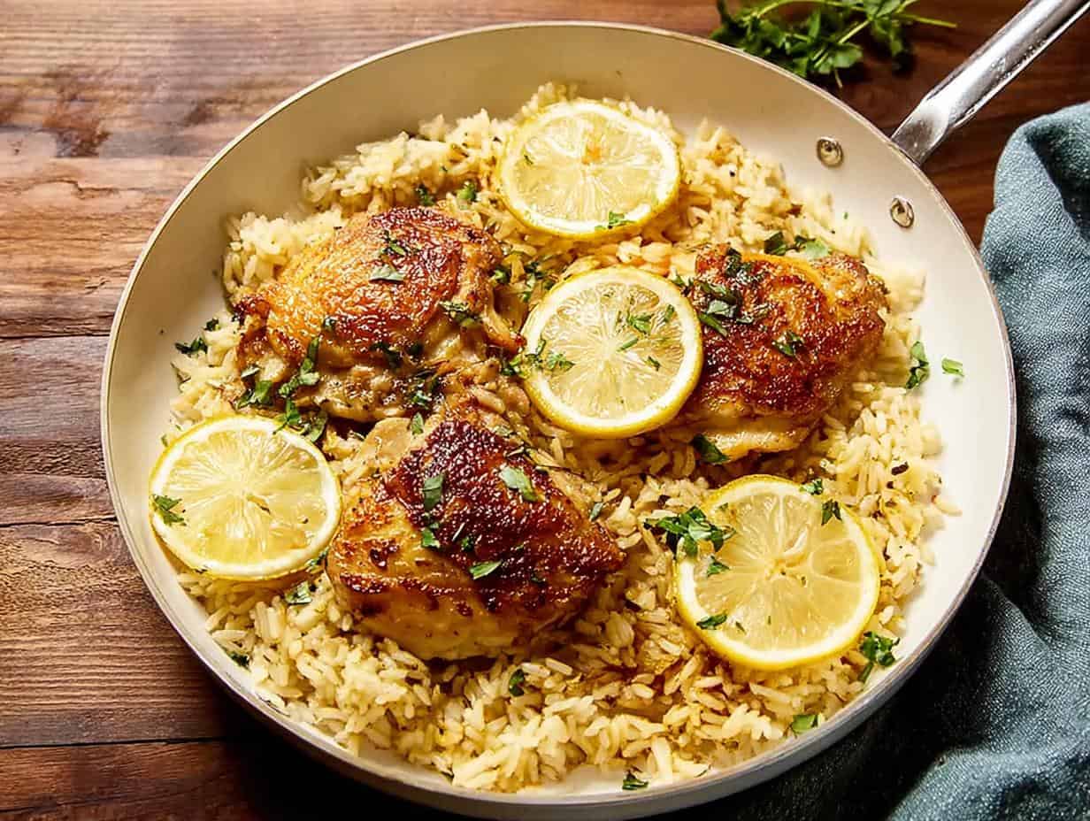 Disgustingly Easy Lemon Herb Chicken and Rice: ONE Pan
