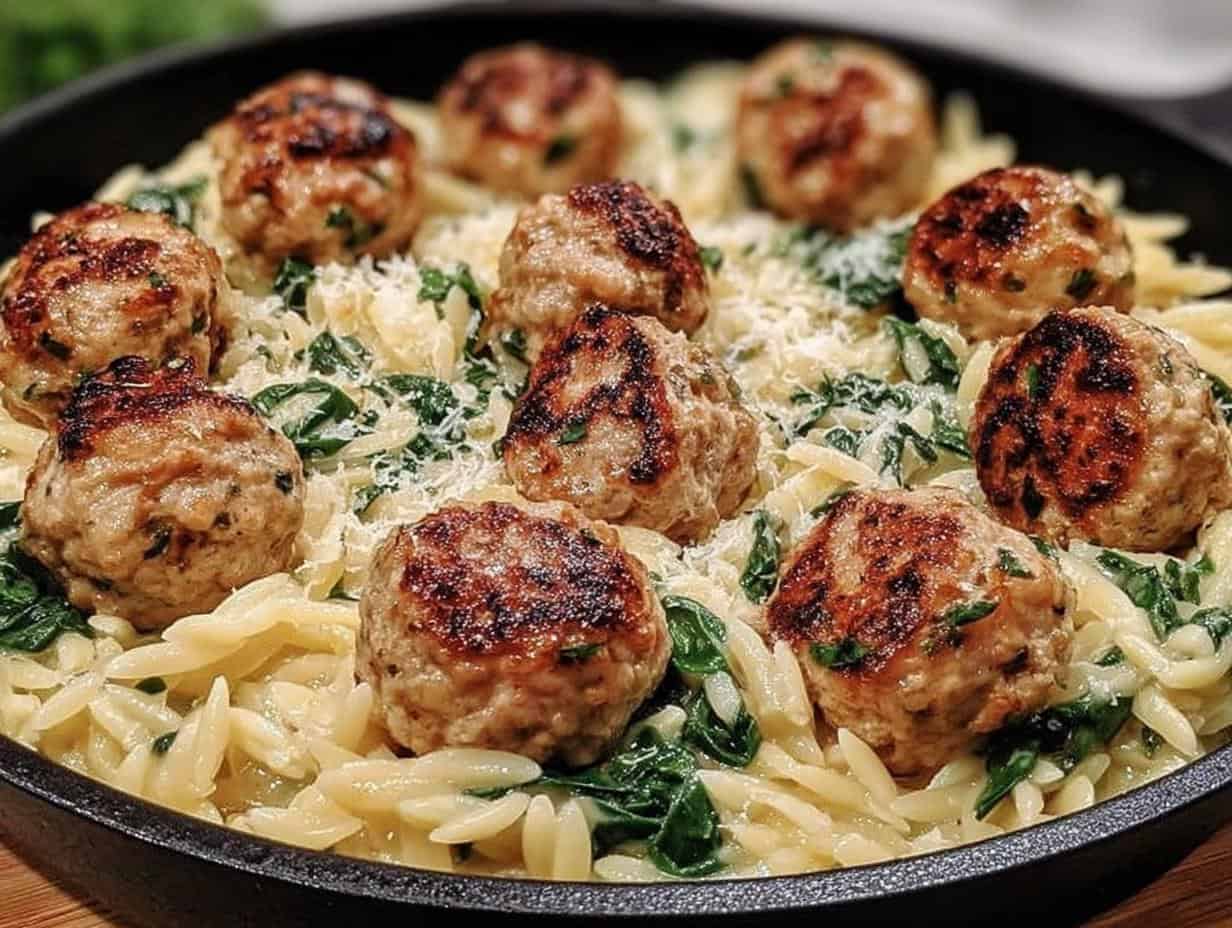 Delicious: Lemony Chicken Ricotta Meatballs Orzo in 45