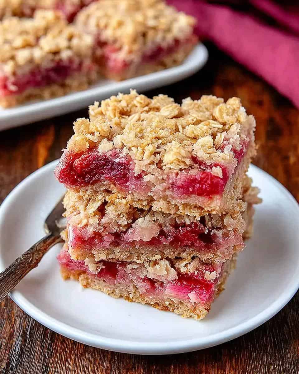 Sweet and Tart Rhubarb Oat Bars - detail 1