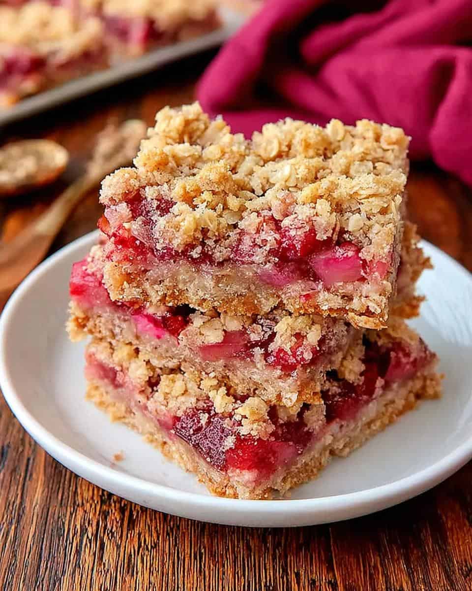 Sweet and Tart Rhubarb Oat Bars - detail 2